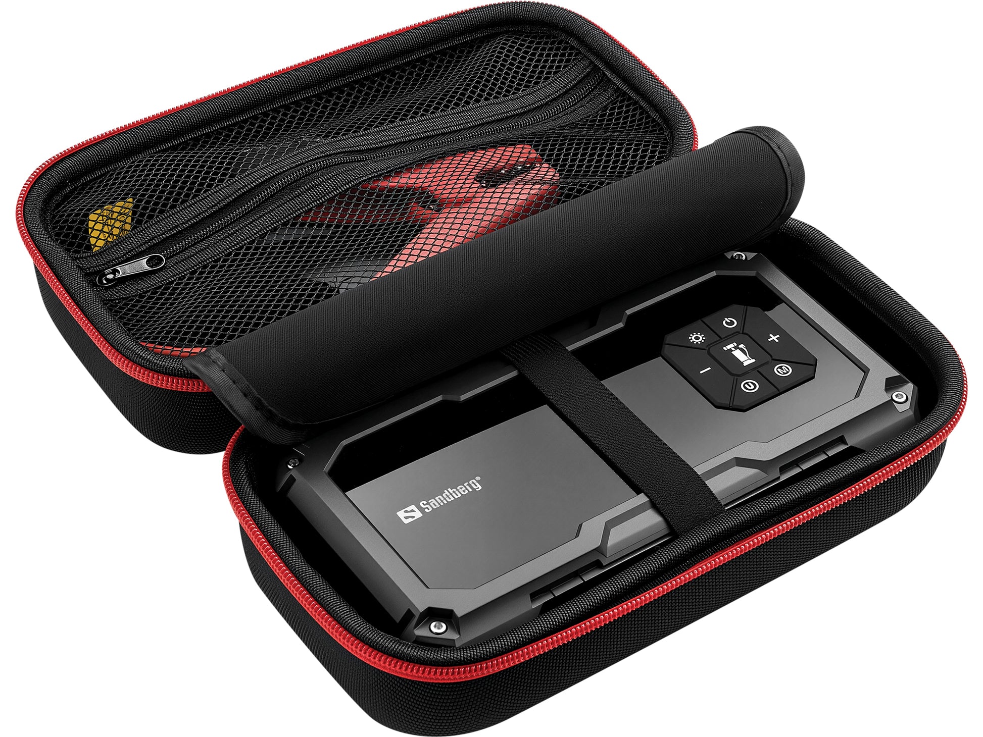 Sandberg TirePump Powerbank 10'000 mAh – integrierter Luftkompressor, Taschenlampe, schwarz