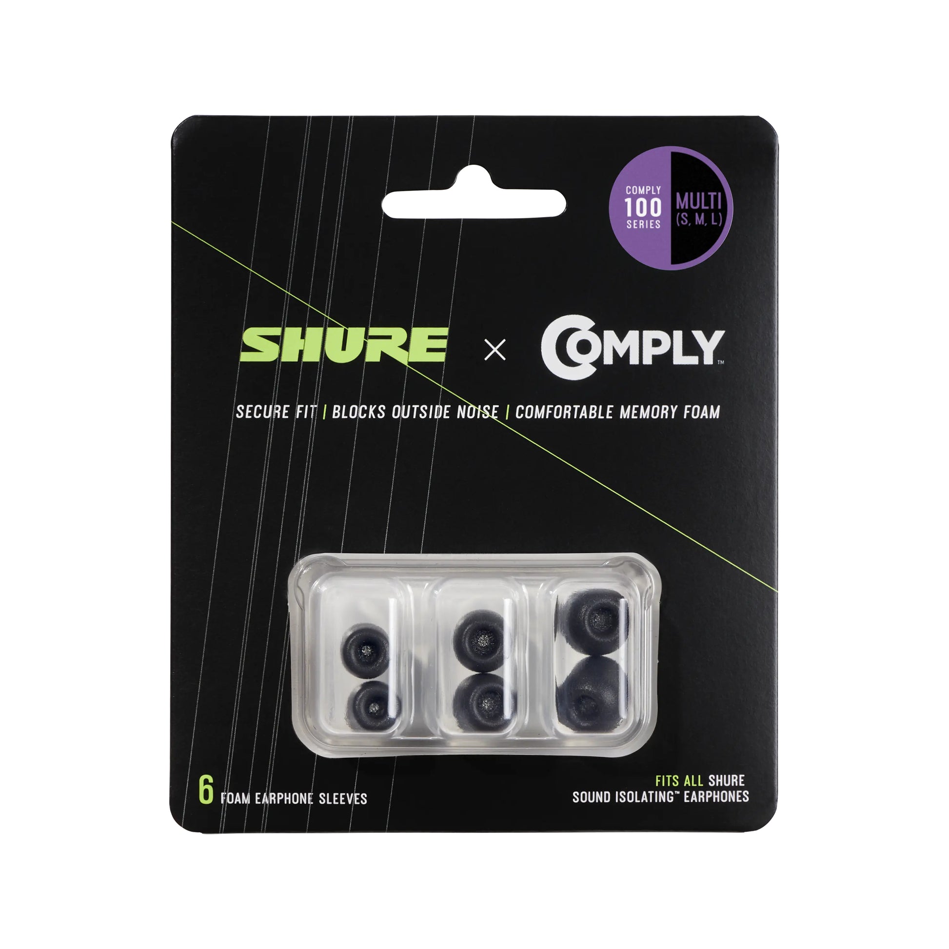 Shure EACYPF-6KIT – Ersatz-Ohrpolster/Refresh-Kit – für Shure – Schaum, S/M/L – Schwarz – 6er-Set