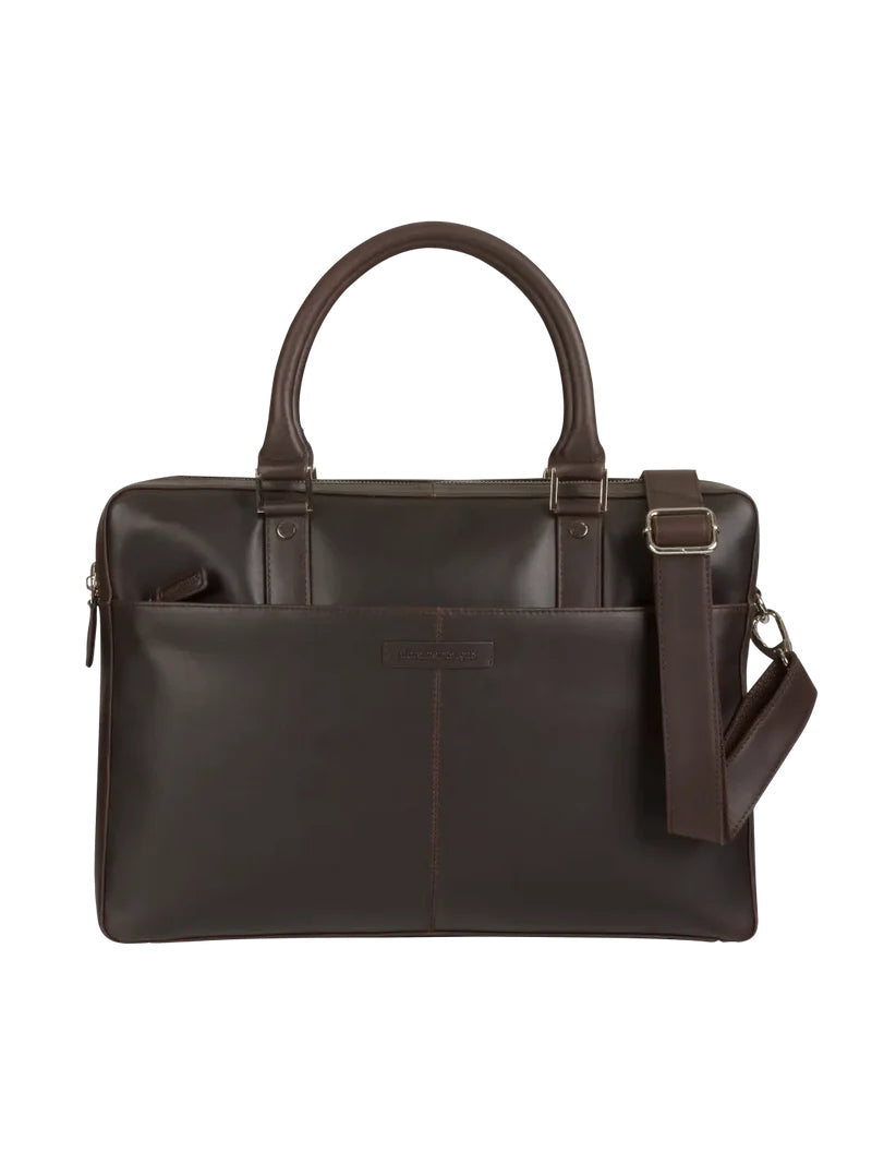 dbramante1928 Notebook-Tasche bis 16" – Vollnarbenleder, abnehmbarer Schultergurt – Braun
