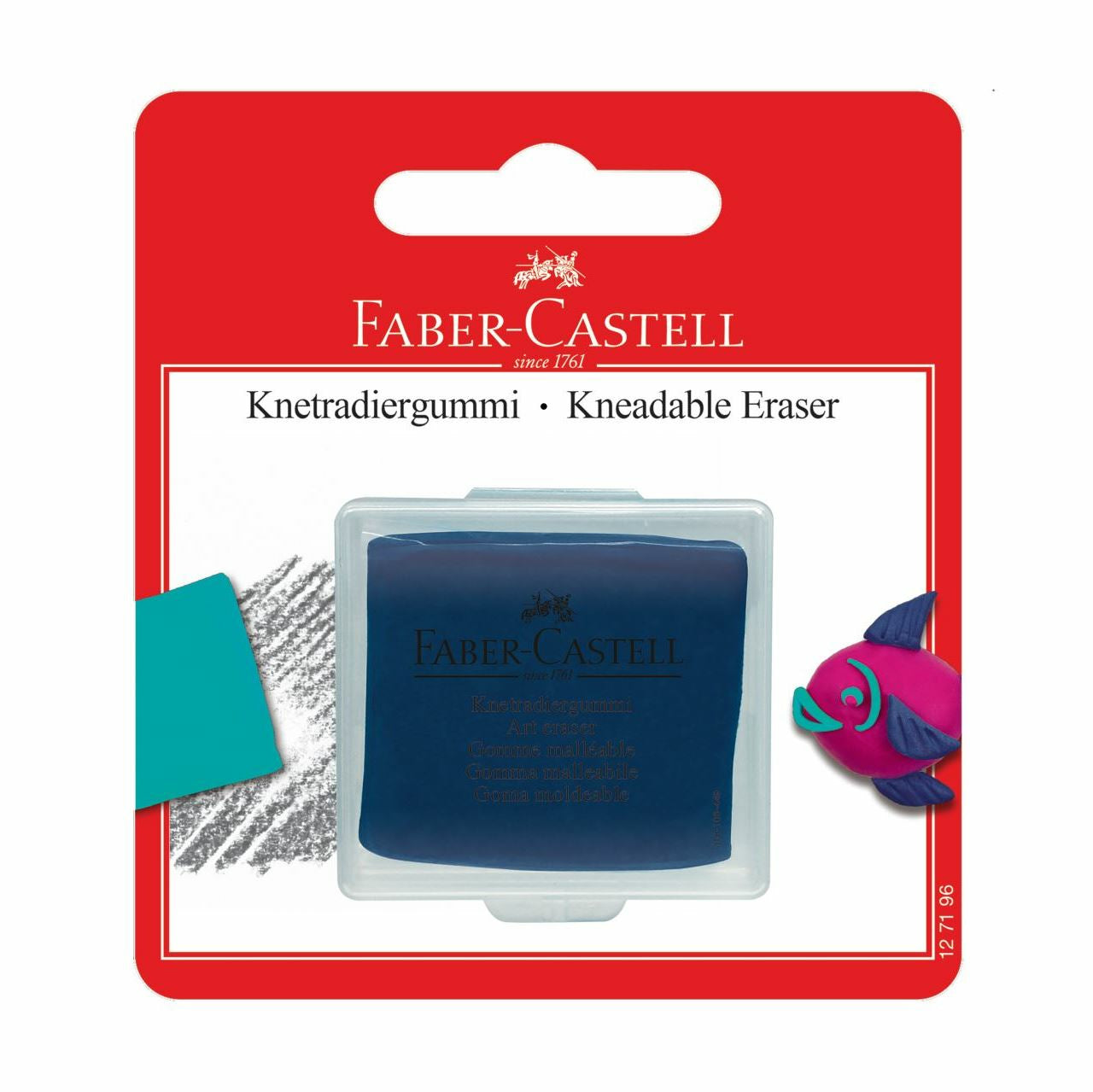 Faber-Castell Knetradierer Art Eraser – für Kohle & Bleistift, knetbar, aufnahmefähig, farbig sortiert, 1 Stk.