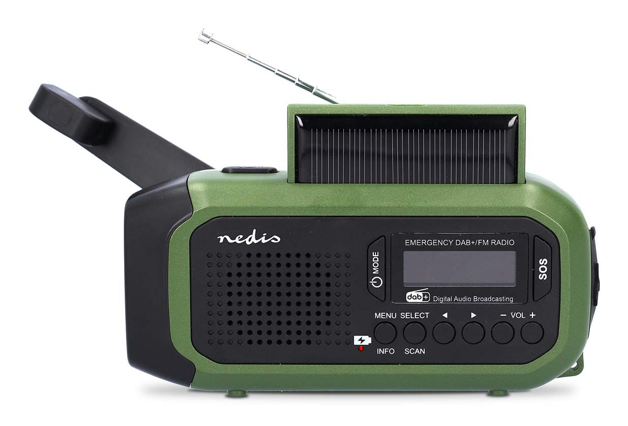 Nedis Notfallradio – Tragbares DAB+ Radio, UKW, 15 h Akku – Grün/Schwarz