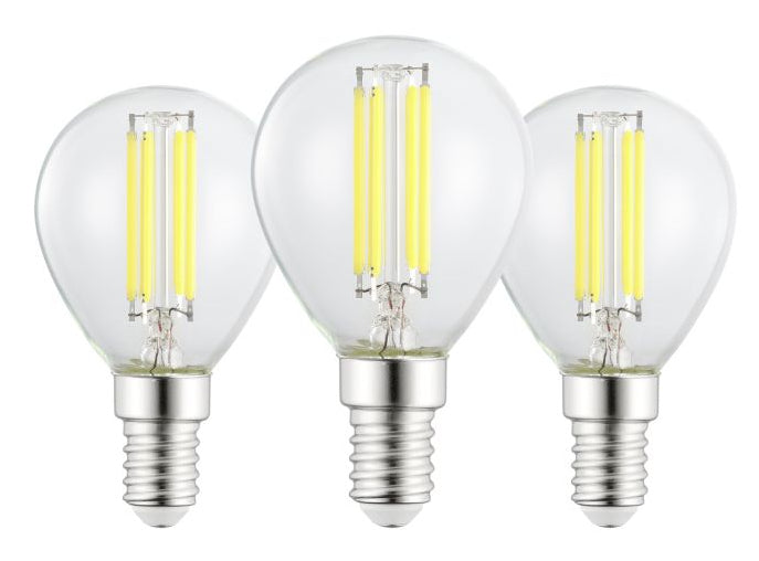 EGLO LED-Leuchtmittel E14 P45 – Warmweiss 2700 K, 470 lm, 2,2 W – 3 Stk. – Transparent, Glas