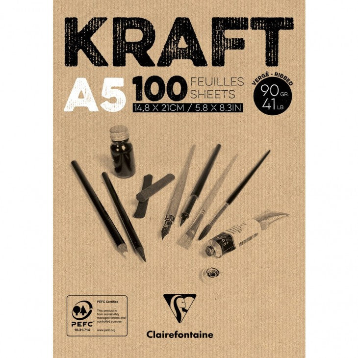 Clairefontaine Skizzenblock – A5 – 90 g/m² – geleimt – 100 Blatt, braun, PEFC