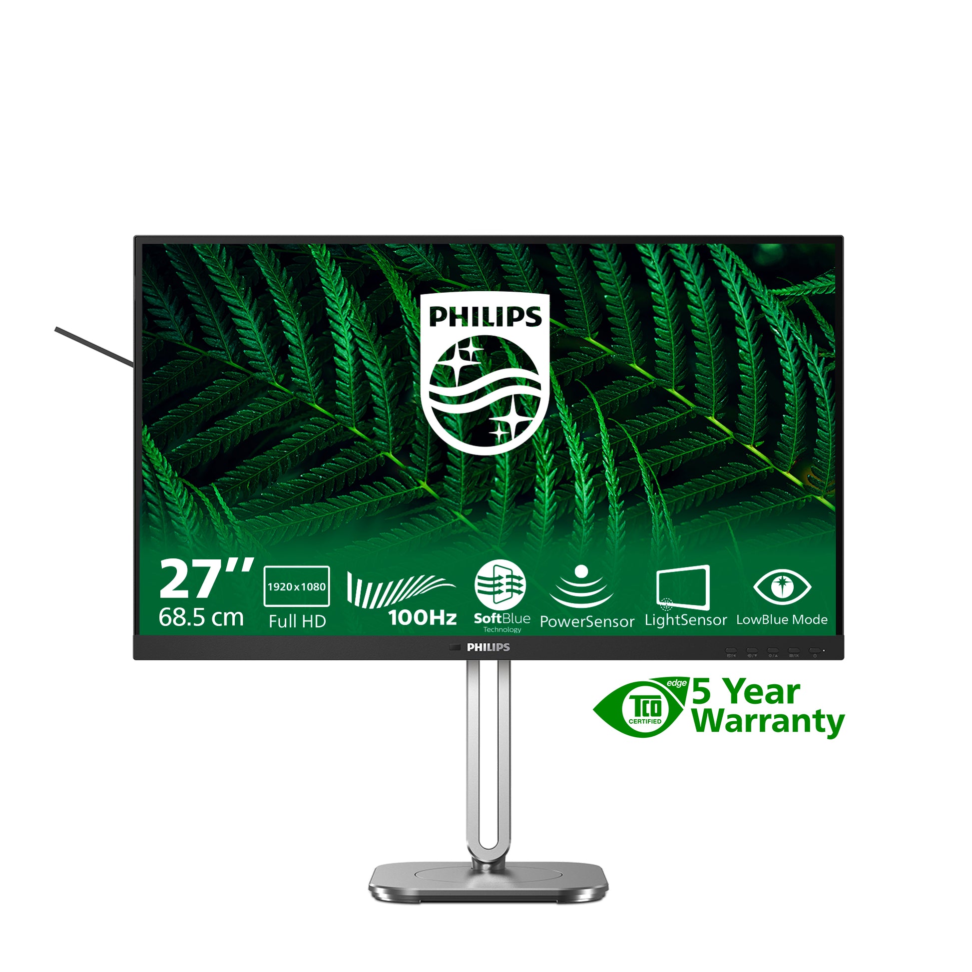 Philips 27B2G5200/00 – Monitor, 27", IPS, 75 Hz, 300 cd/m², Lautsprecher, Adaptive Sync, VESA 100 × 100, Grau
