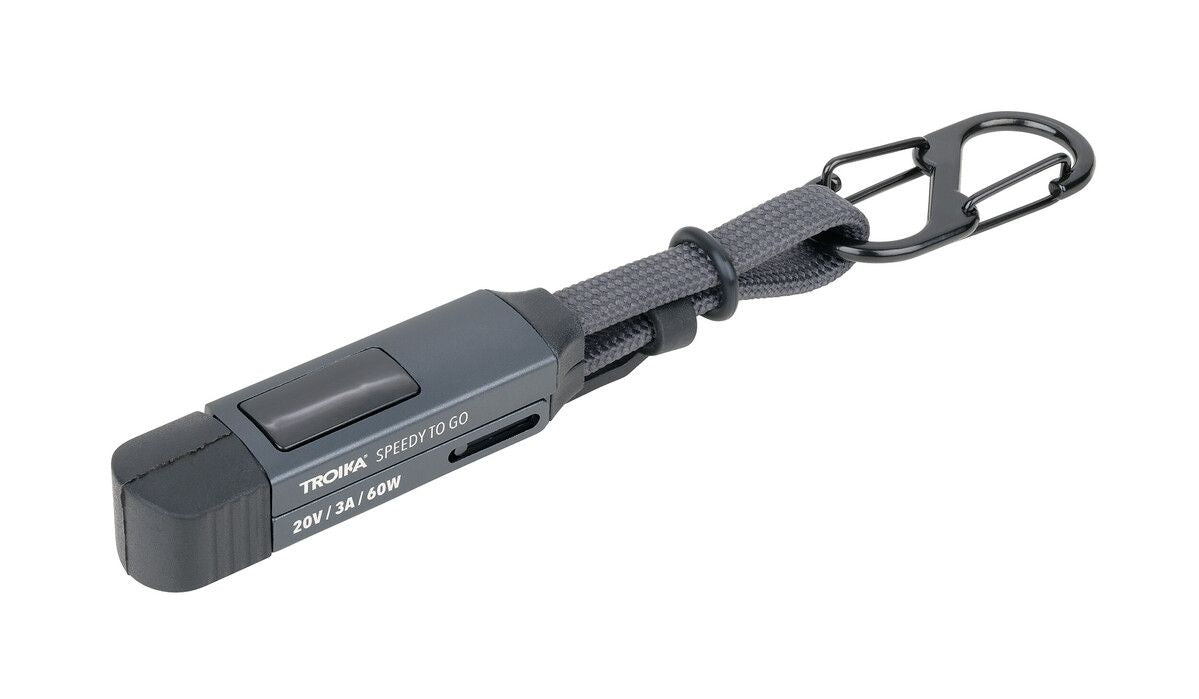 TROIKA Schlüsselanhänger Speedy to go – Aluminium/Recyceltes Nylon, Titan, Länge 130 mm, 6er-Pack