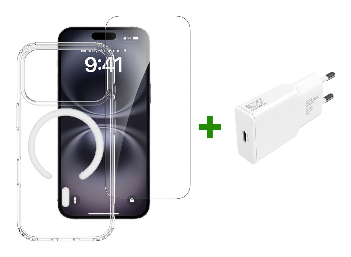 4smarts 3in1 Set Backcover – für Apple iPhone 17 Pro, MagSafe, Glas, Transparent
