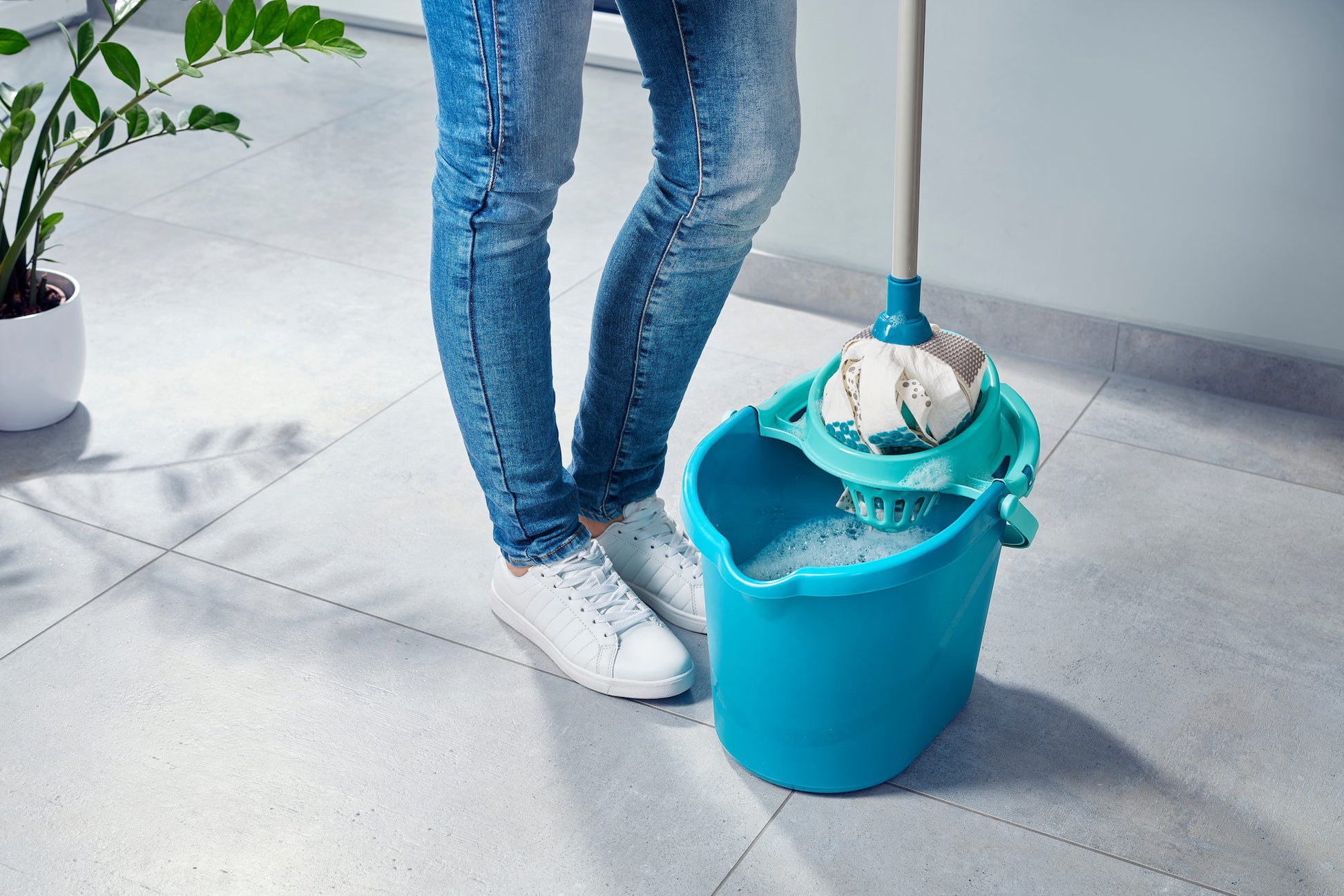 Leifheit Flachwischer Power Mop 3in1 – türkis – Mikrofaser/Viskose