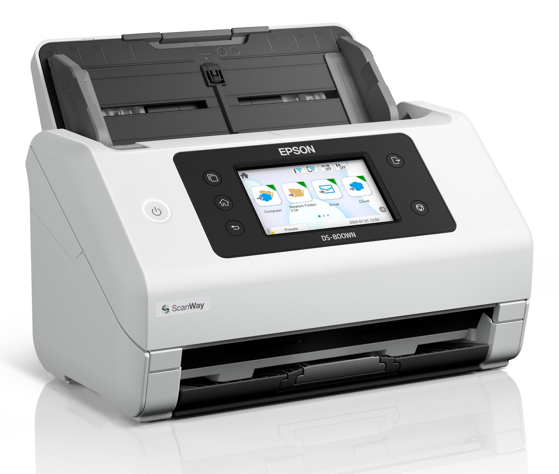Epson WorkForce DS-800WN – Einzugsscanner, A4, Duplex, 50 ppm, ADF 100 Blatt, WLAN/LAN