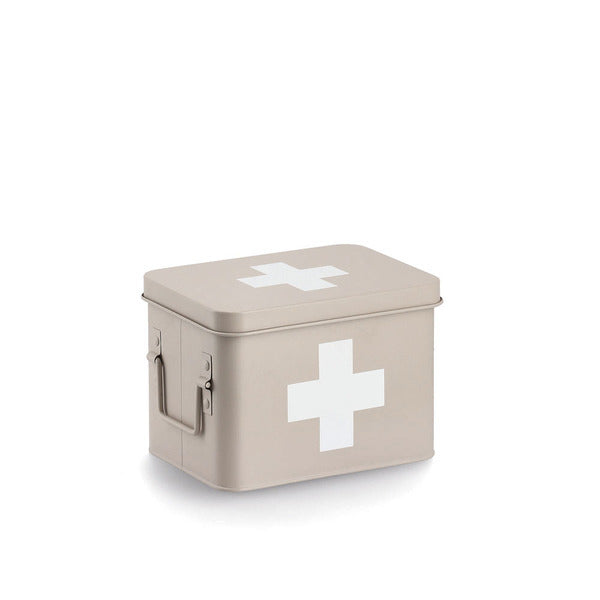 Zeller Present Aufbewahrungsbox (mit Deckel) – Metall – Beige/Weiss – 160 × 160 × 215 mm