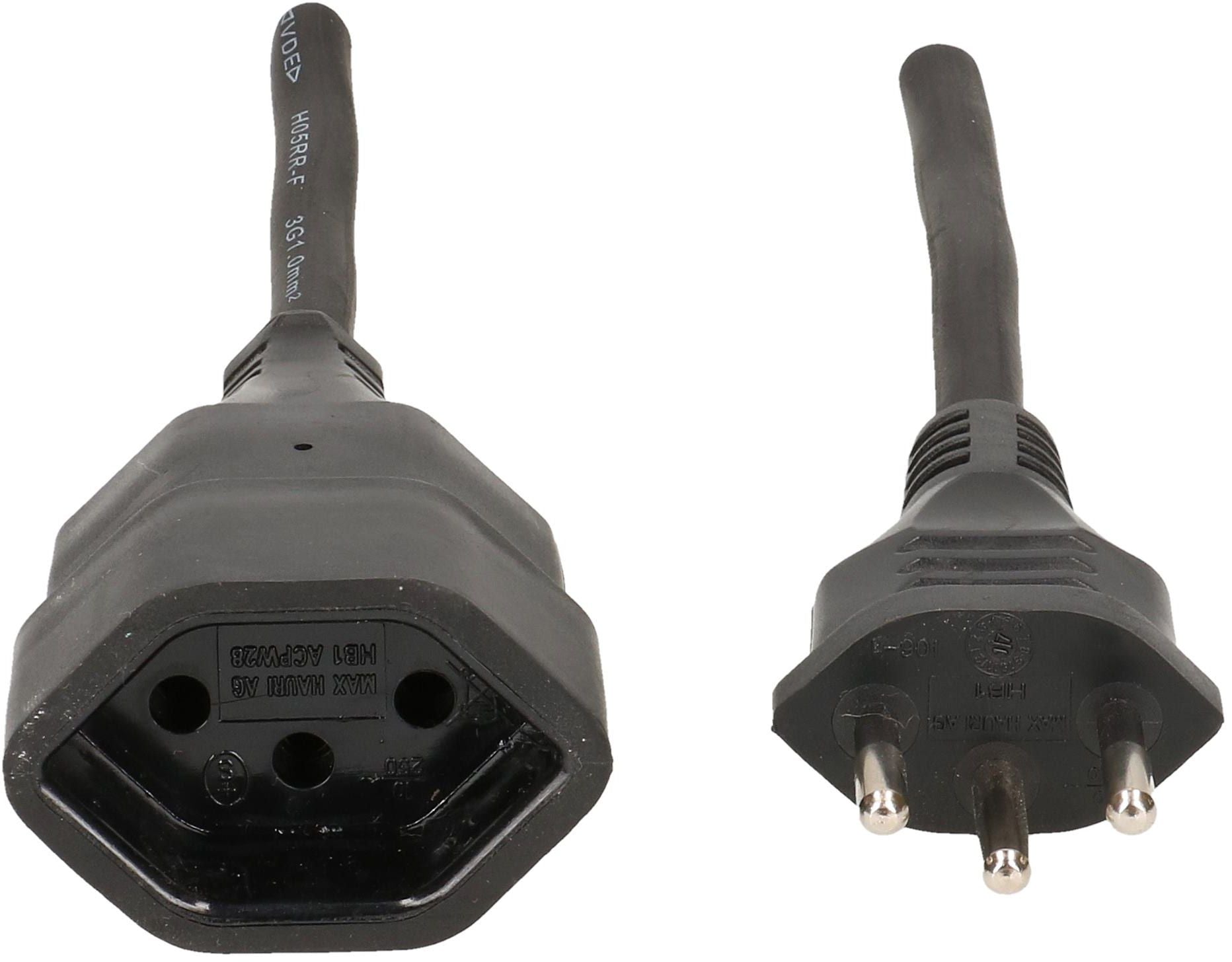 Max Hauri AG Max Hauri Verlängerungskabel, T12–T13, 5 m, 1 mm², angespritzt – schwarz