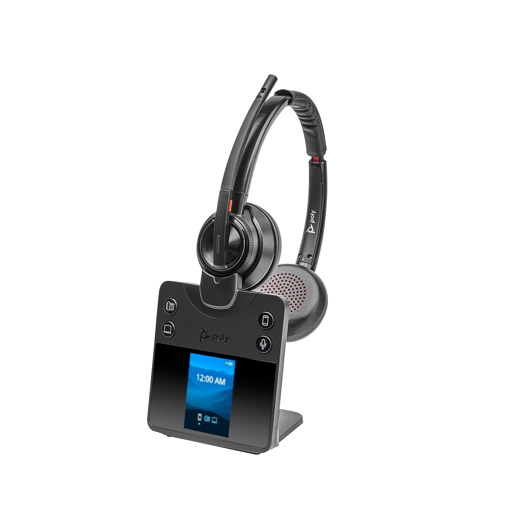 HP Poly Savi 8420 Office-Headset – On-Ear, Stereo, DECT, ANC, mit Basisstation, Schwarz, BT 5.2