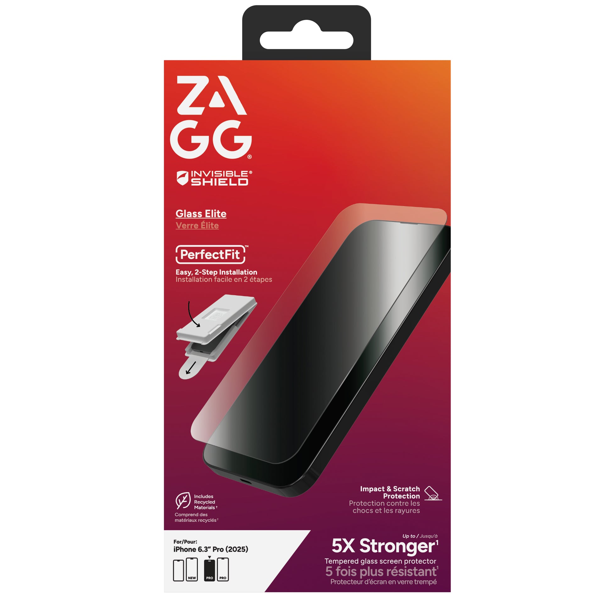 ZAGG Displayschutz (Panzerglas), Anti-Fingerprint – für iPhone 17 Pro – mit Applikator