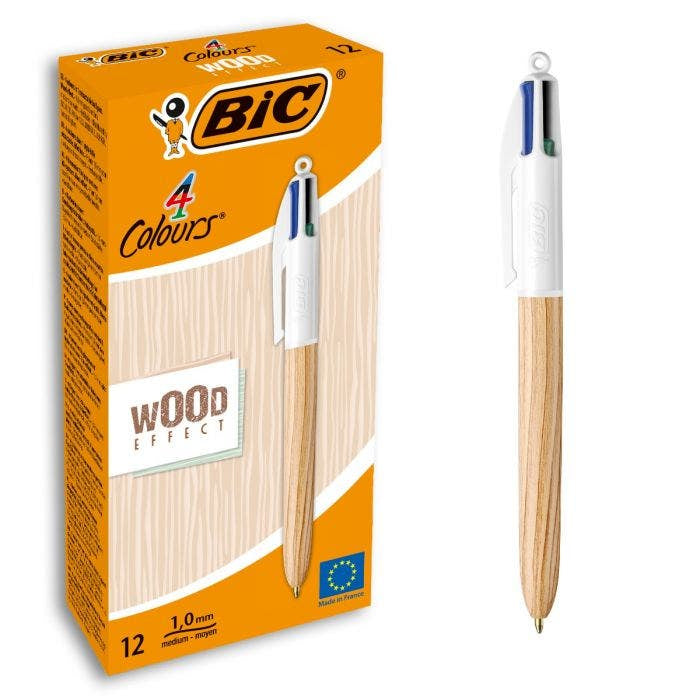 BIC Vierfarbenkugelschreiber – natur, Kunststoff