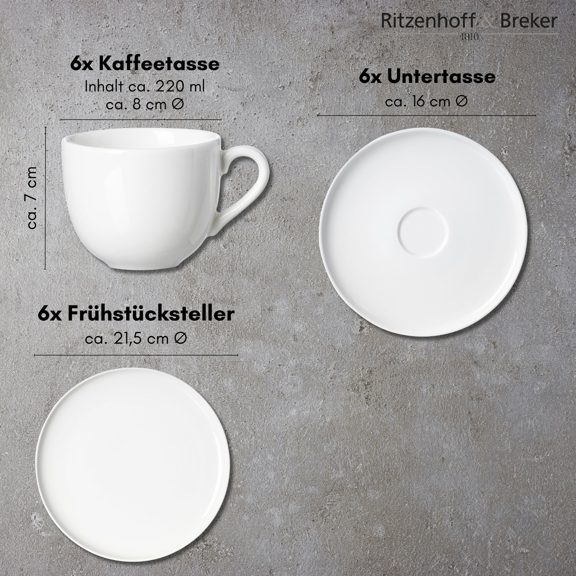 Ritzenhoff & Breker Frühstücks-Service Skagen – Porzellan, Weiss, spülmaschinenfest