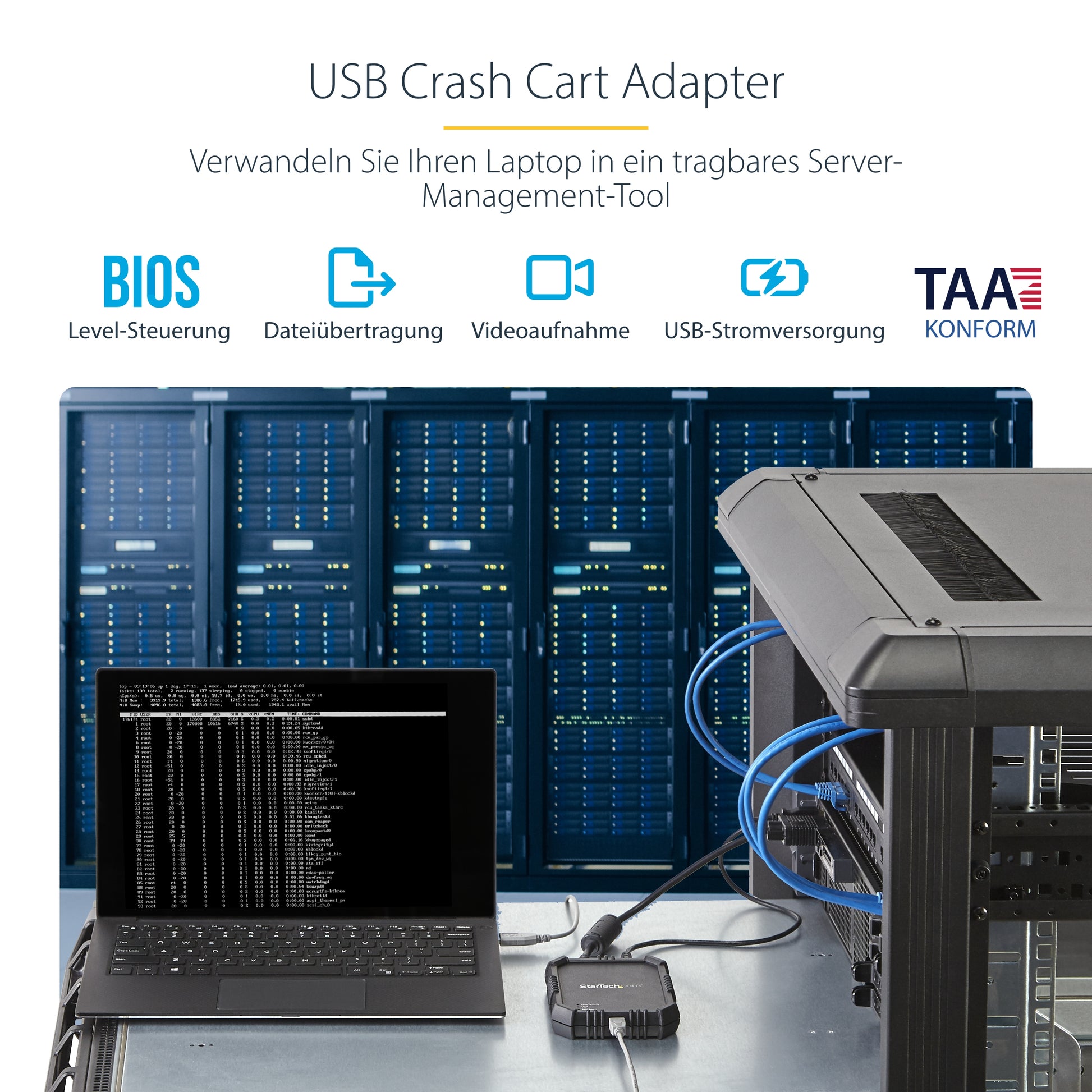 StarTech.com Crash Cart Adapter – 1-Port VGA CIM-/CAM-Modul – 1920 × 1200/60 Hz, USB (Mini-B)