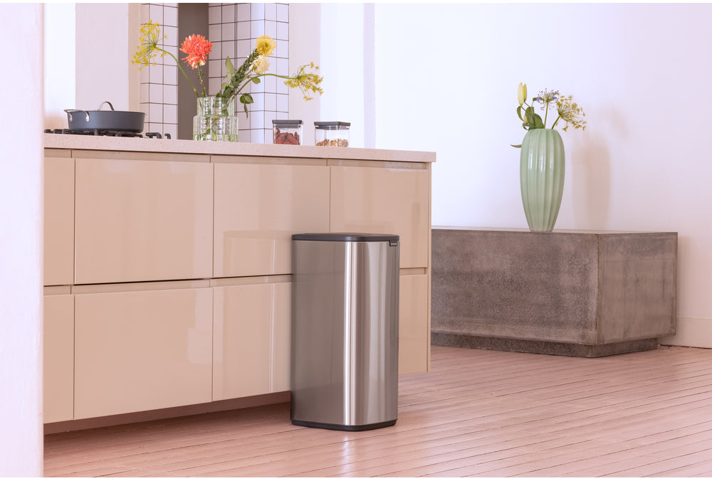 Brabantia Papierkorb – 30 l – Stahl, silber matt – B × H 280 × 650 mm