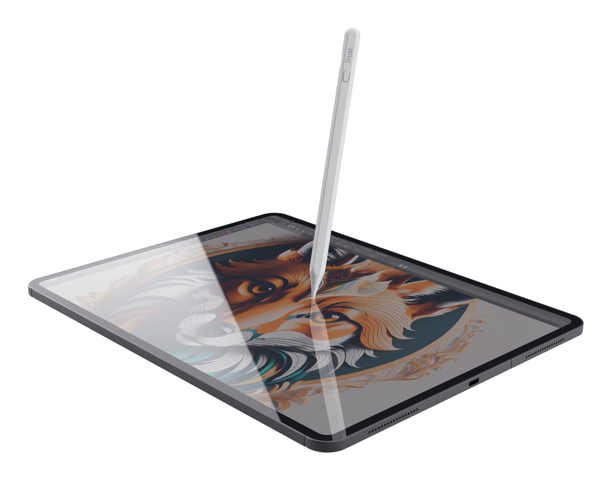 Trust Kyna Active Eingabestift – für iPad (2018+, Pro), Aluminium, Weiss