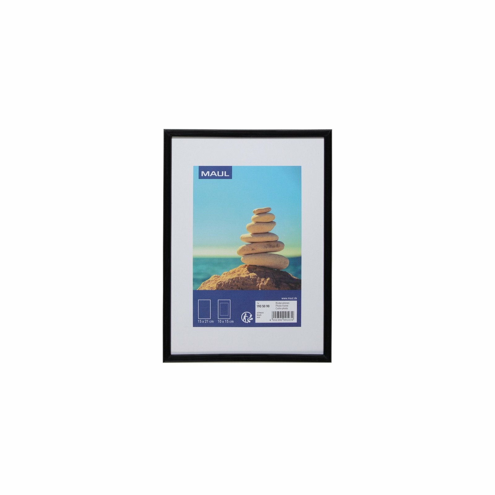 MAUL Bilderrahmen – für 15 × 20 cm – MDF & Kunststoff, Schwarz