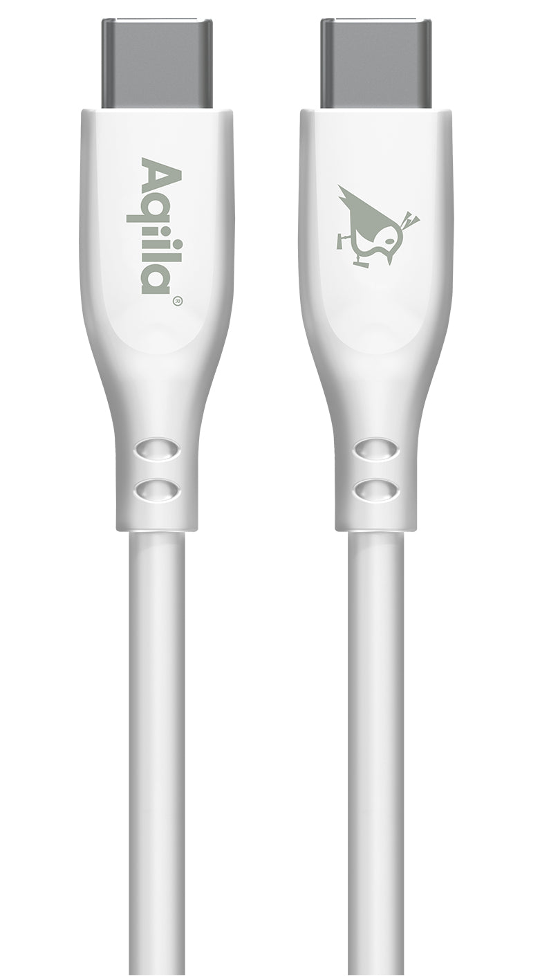 Aqiila USB-C auf USB-C Kabel – USB 2.0 (480 Mbit/s) – 1 m – PD 60 W – Silikon – Weiss