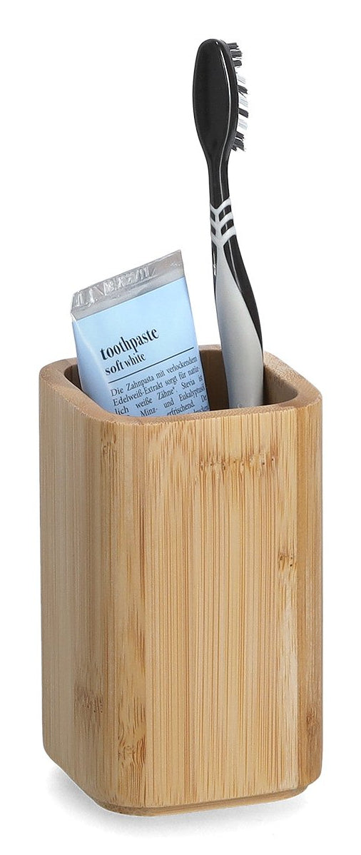 Zeller Present Zahnbürstenhalter (freistehend) – Bambus, 7×7×11,4 cm, Braun