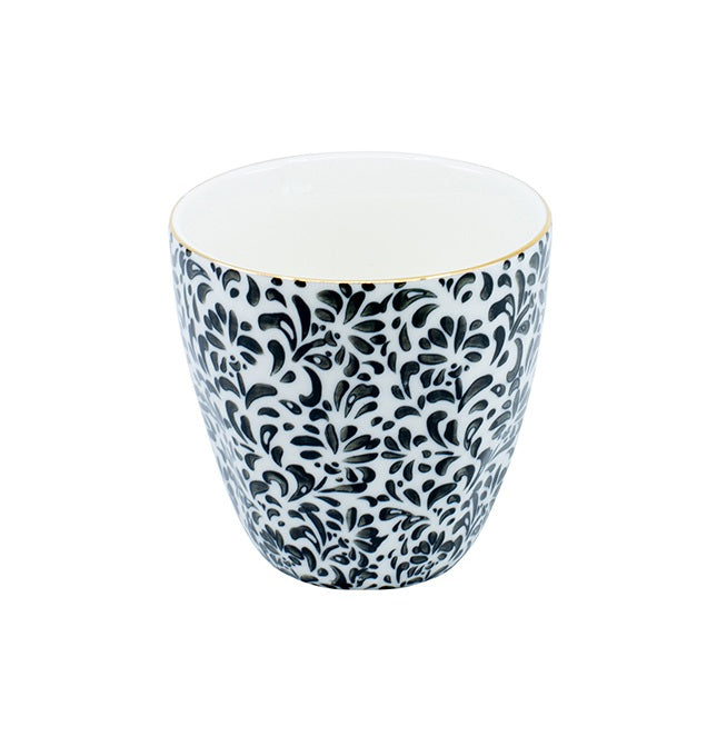 Kadastar Kaffeetasse – 250 ml, Ø 9,2 cm, Steingut, Schwarz/Weiss, spülmaschinenfest
