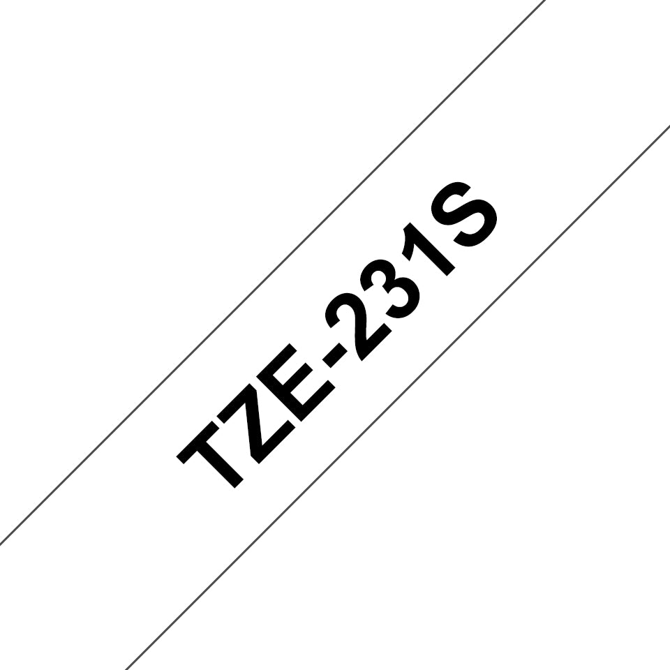 Brother Schriftband – 12 mm × 4 m, weiss, schwarz, TZe – für Brother P-touch – TZE-231S