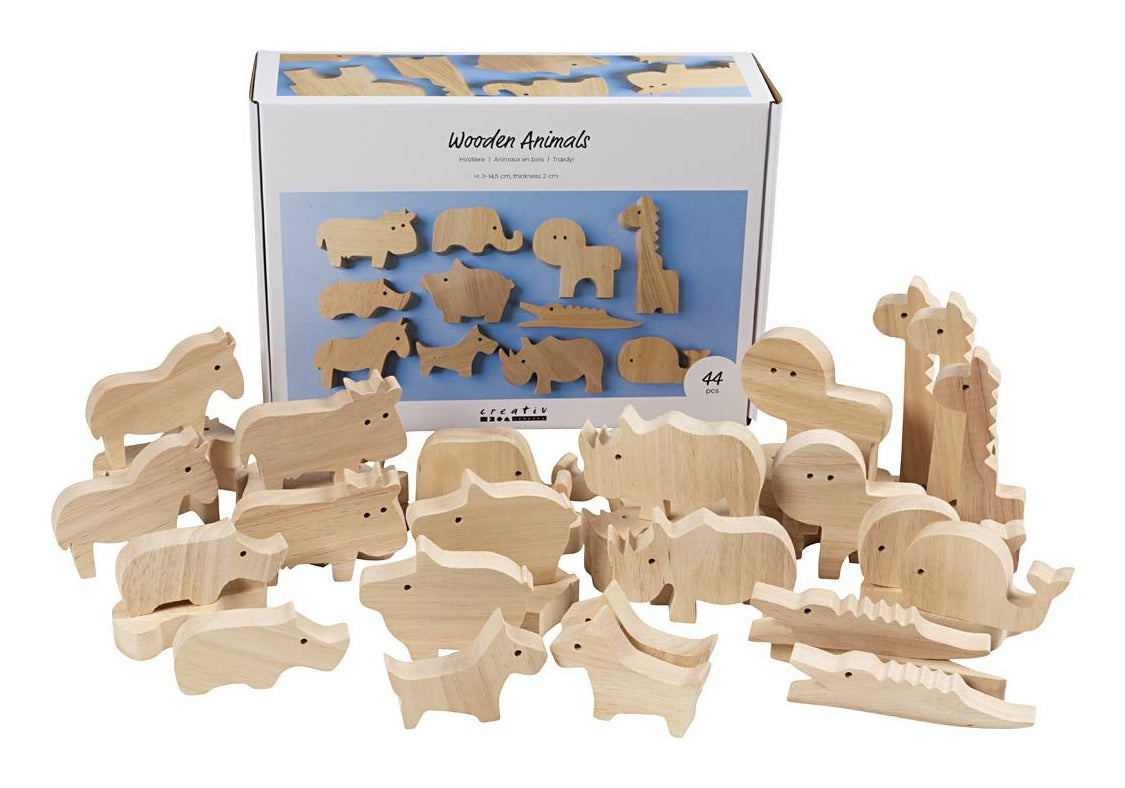 Creativ Company Holzfigur, Gummibaum, Farm & Safari, 2 × 3 cm, 44 Stk.