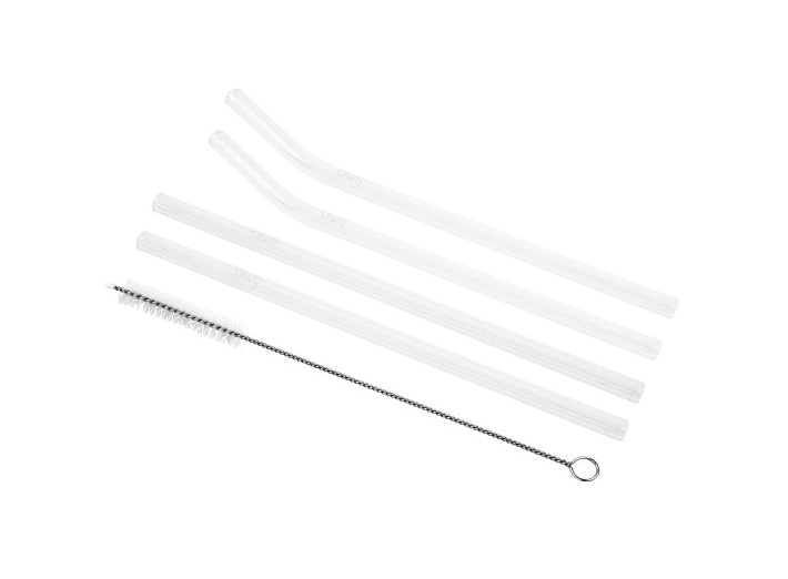 Silwy Trinkhalme – Glas, Ø 0,8 cm, 20 cm, 4 Stk., inkl. Bürste