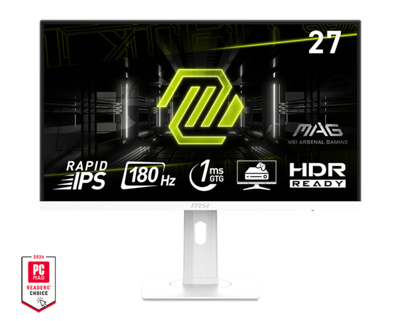 MSI MAG 274PFWDE – Monitor, 27", 1920 × 1080 (Full HD), Rapid IPS, 180 Hz, 300 cd/m², VESA 75 × 75, Weiss