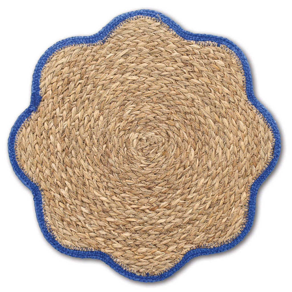 Zeller Present Tischset – rund, Seegras, blau, Ø38,5 cm