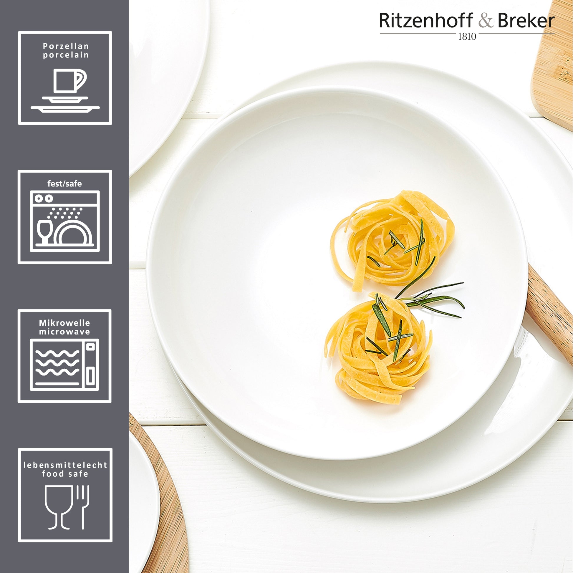 Ritzenhoff & Breker Geschirrset Skagen – 12-teiliges Set, Ø 26,5/21,5 cm, Porzellan