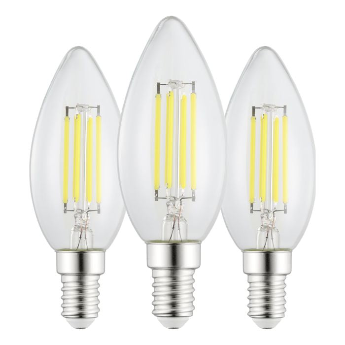 EGLO Leuchtmittel E14 Kerze – Warmweiss 2700 K, 470 lm, 2,2 W – 3 Stk. – Transparent, Glas