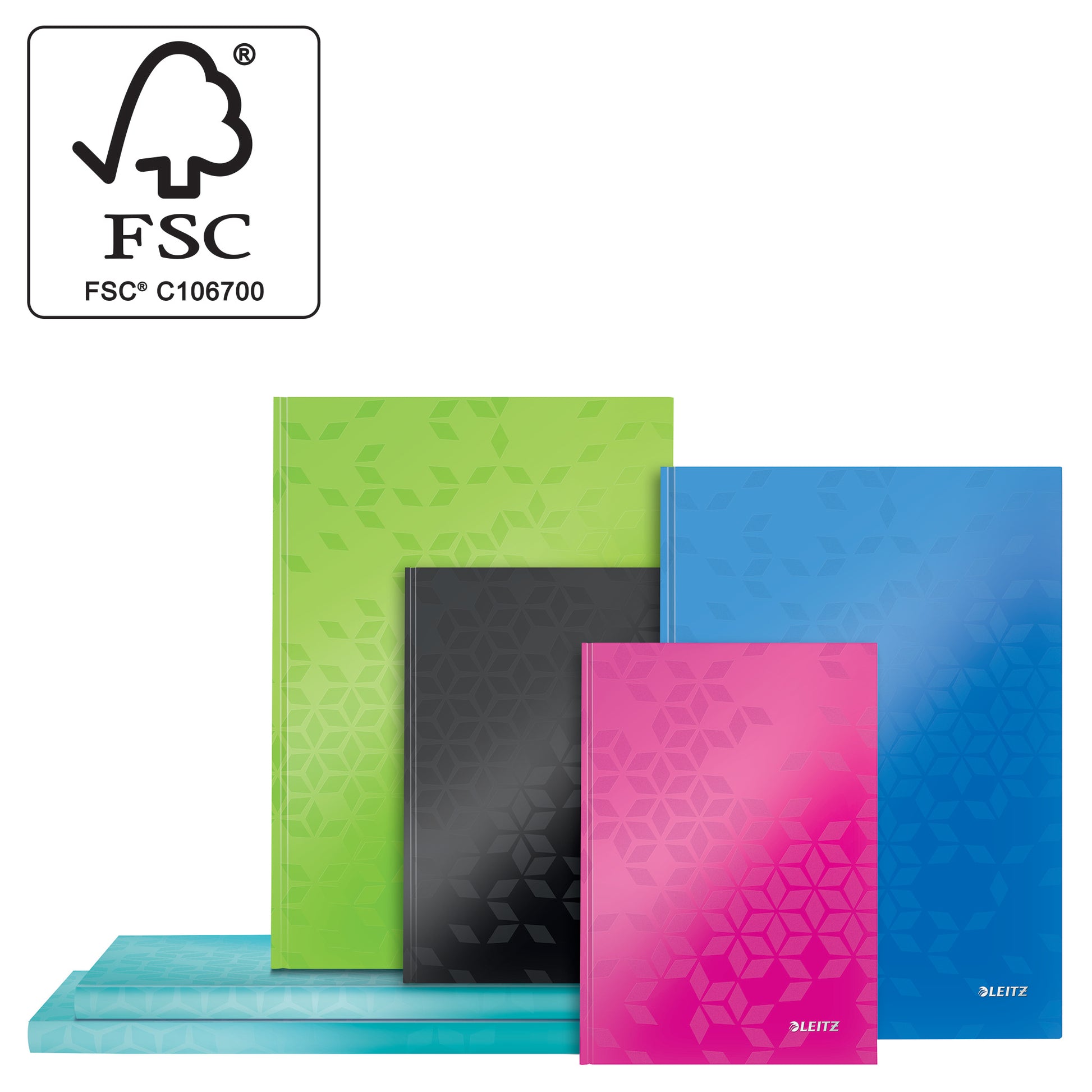 Leitz Notizbuch, A4, kariert, Fadenheftung, Karton, 160 Seiten, 90 g/m² – grün