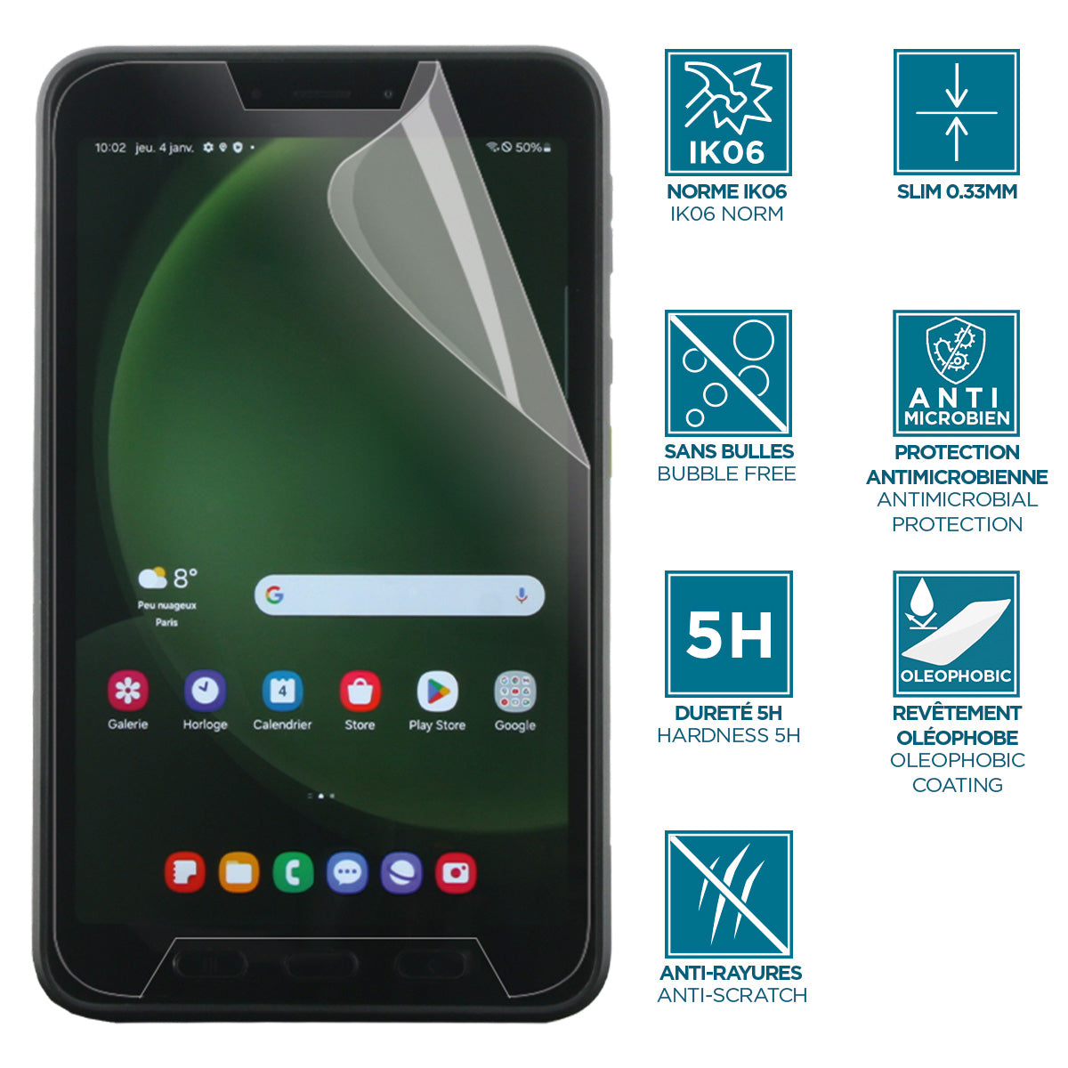 Mobilis Panzerglas für Galaxy Tab Active5 8" – 5H, schockresistent