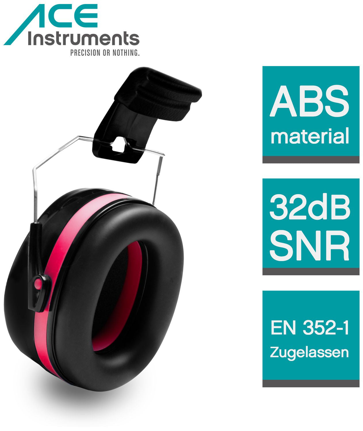 ACE Mute Kapselgehörschutz – SNR 32 dB – Schwarz/Rot – EN 352-1