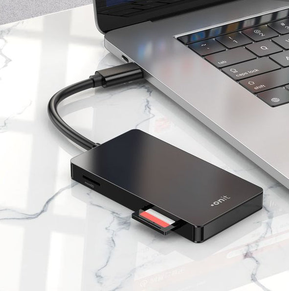 ONIT USB-Kartenleser USB-C – SD/microSD/CF – USB 3.2 Gen 1 (5 Gbit/s) – für Windows, MacOS, Android und mehr