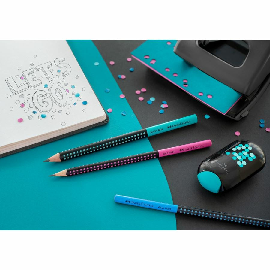 Faber-Castell Grip 2001 Zweifarbiger Bleistift, Dreikant, Grip-Zone HB Mine Ø 2 mm Schwarz/Blau