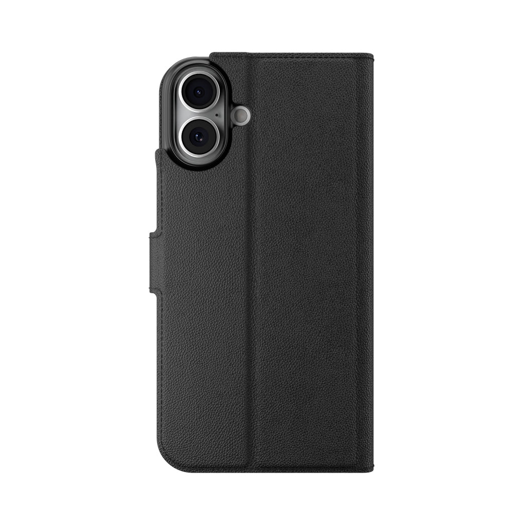IFROGZ Wallethülle – für Apple iPhone 16 Plus, mit Ständer, 3 Kartenfächer, PU+PC, Schwarz