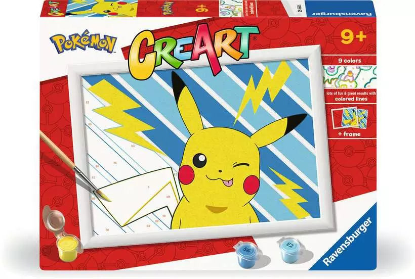 Ravensburger CreArt – Malen-nach-Zahlen-Set – Cheeky Pikachu – 1-teilig, 9 Farben – ab 9 Jahren