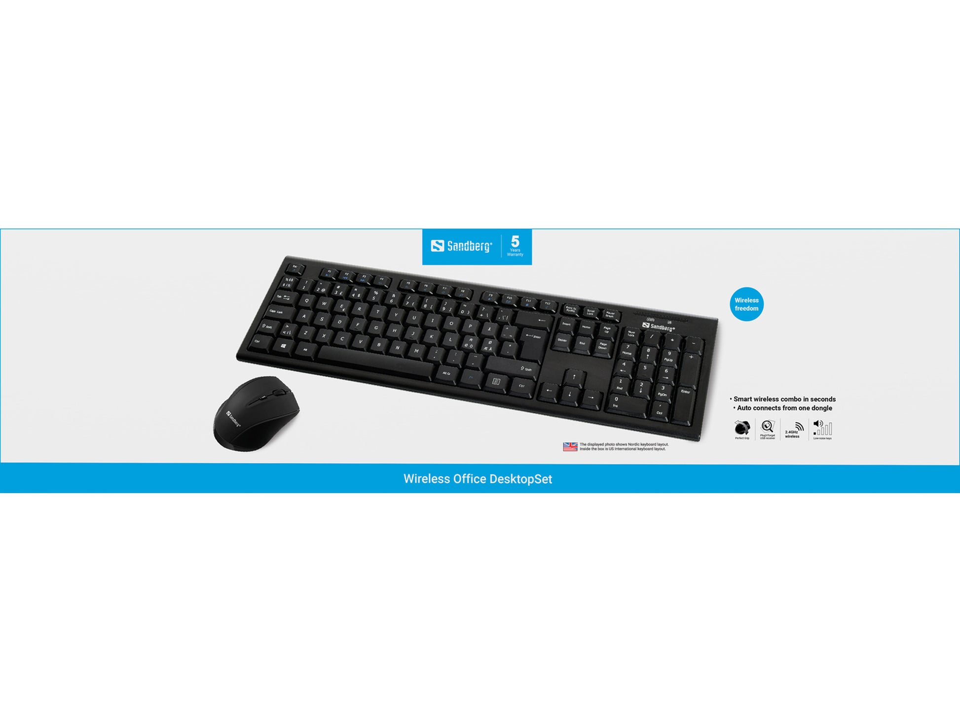 Sandberg Kabelloses Tastatur- und Maus-Set
