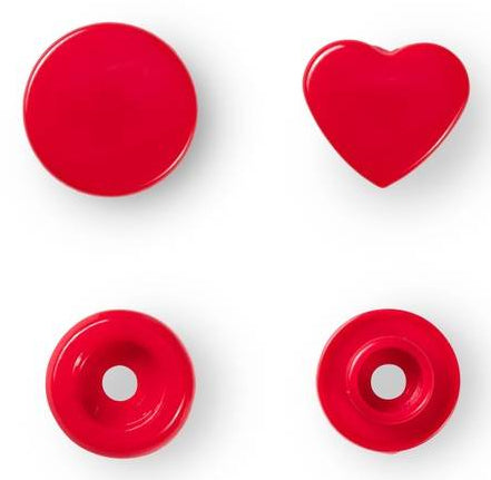 Prym Druckknopf-Set Ø 12,4 mm – Herz, Polyoxymethylen, Rot, 30 Stück