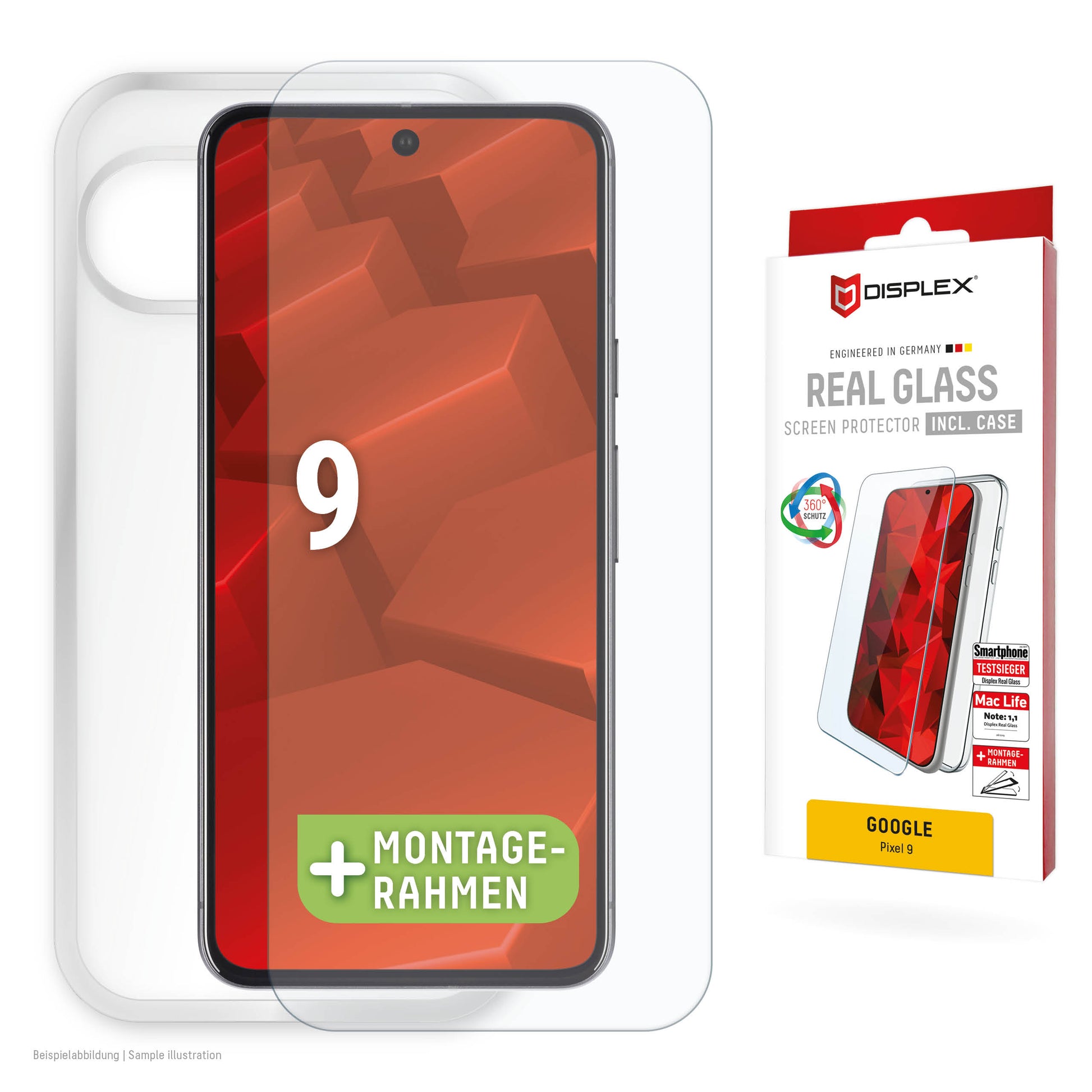 Displex Displayschutz (Panzerglas), 10H – für Pixel 9 – mit Applikator