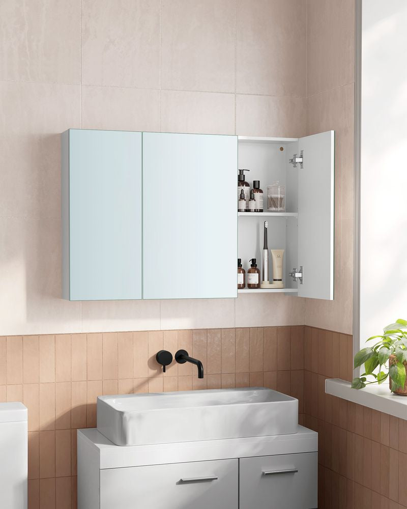 Vasagle Spiegelschrank – 90×15×60 cm, Spanholzplatte, Wandmontiert, Weiss