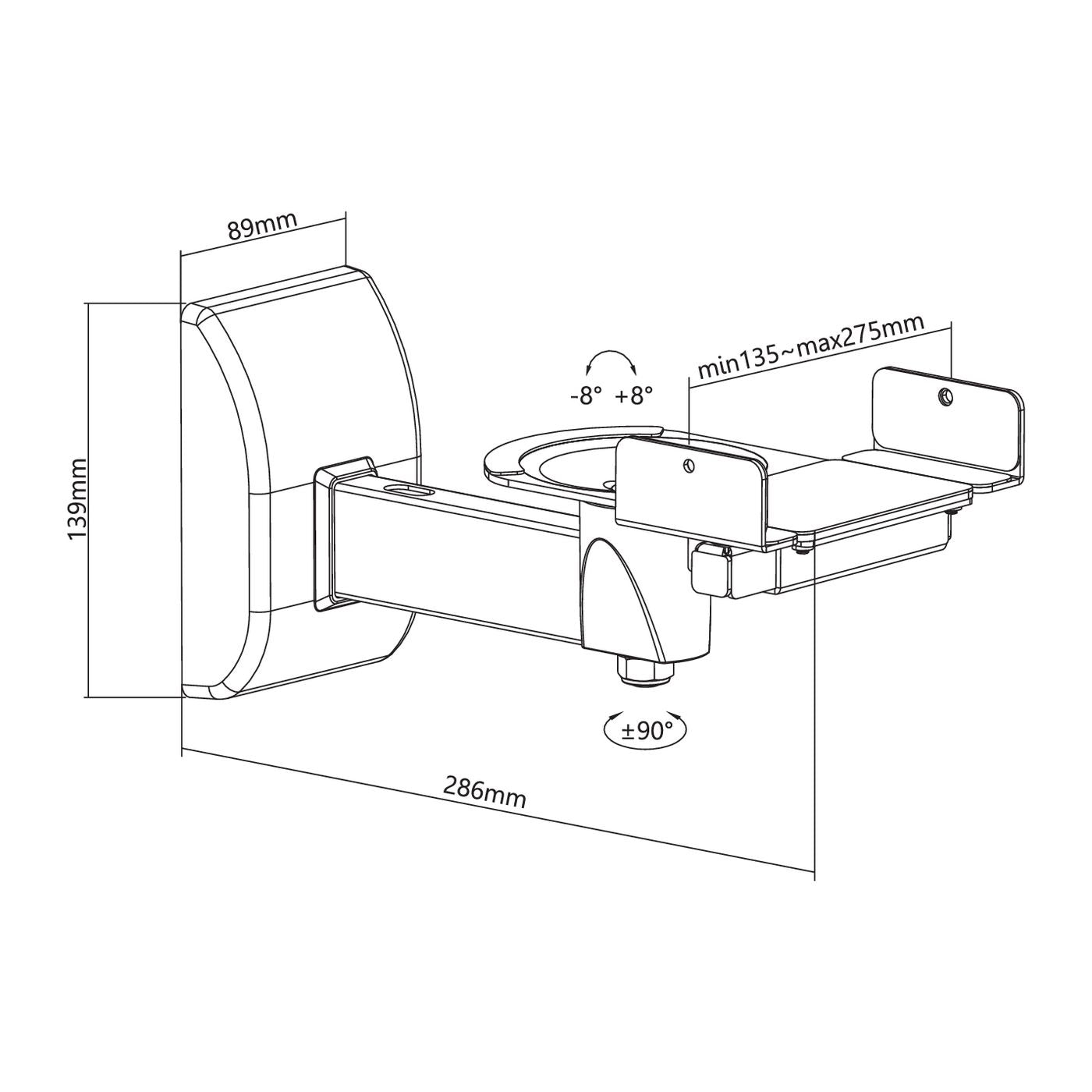 Vivolink Wandhalter für Lautsprecher, bis 15 kg, kippbar/schwenkbar, 2er-Set, schwarz