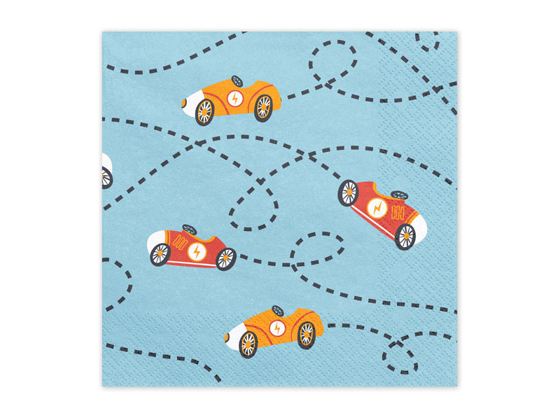 PartyDeco Servietten Auto – mehrfarbig – 33 × 33 cm, 3-lagig – 12 Stück