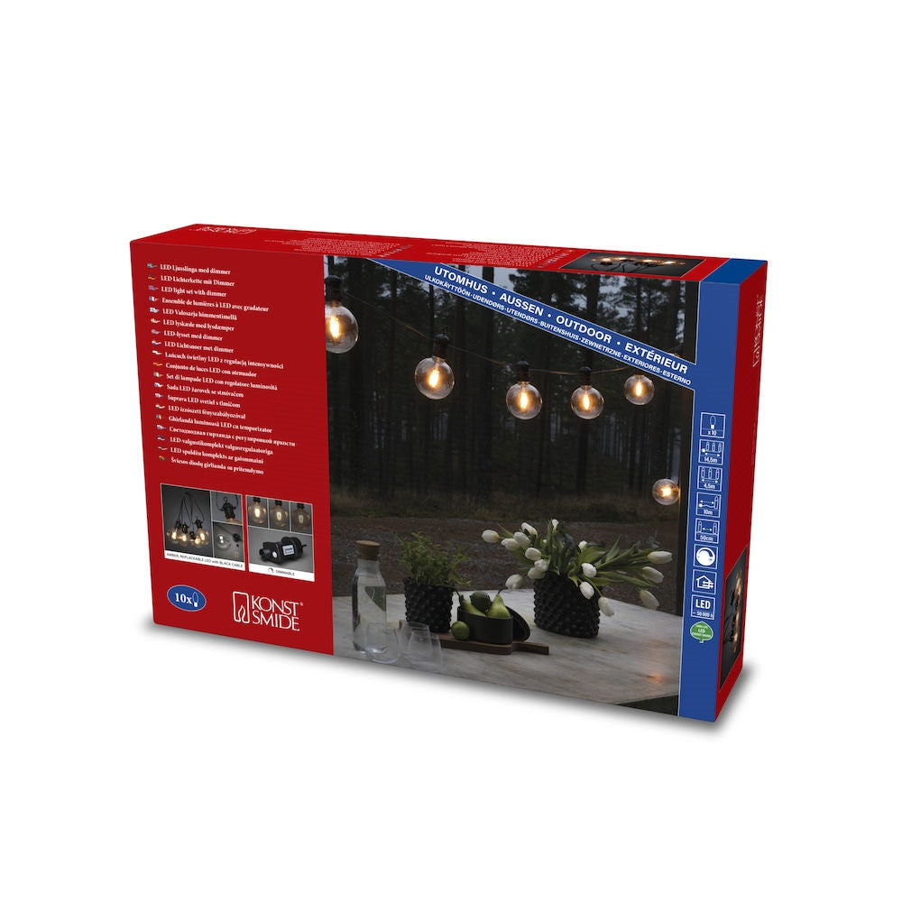Konstsmide Lichterkette – 46 lm, 7 W, Bernstein, 1800 K, IP55, Netzbetrieb, dimmbar, Transparent, Kunststoff