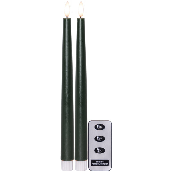 Star Trading LED-Teelicht – 2er Pack, 28,5 cm, Warmweiss, Grün, Timer, Fernbedienung, Batteriebetrieb
