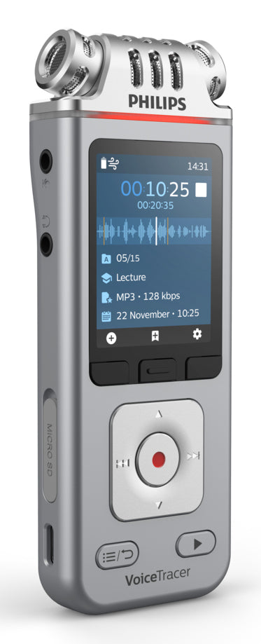 Philips VoiceTracer DVT4115 – Digitales Diktiergerät – 8 GB, 36 h – Silber