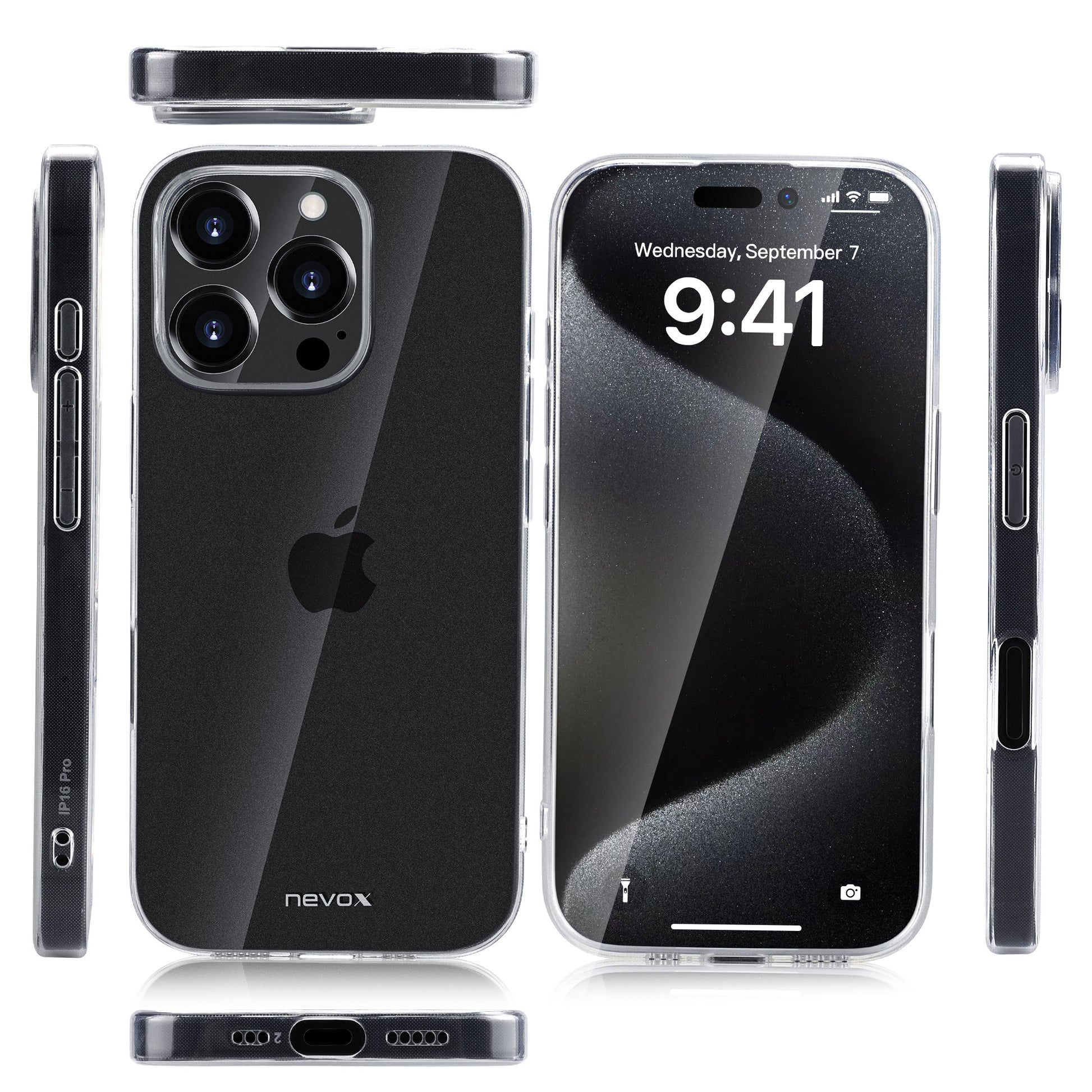nevox StyleShell Flex Backcover – für Apple iPhone 16 Pro, TPU, Transparent