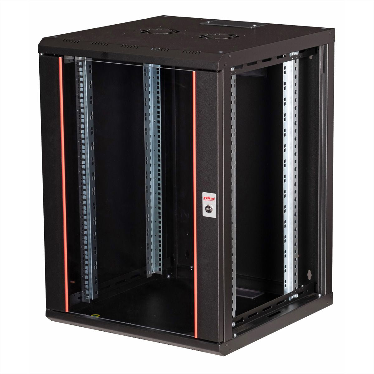 ROLINE Pro – 19" Wandverteiler 16U, IP20, abschliessbar, 600 × 600 × 818 mm, schwarz, Stahl